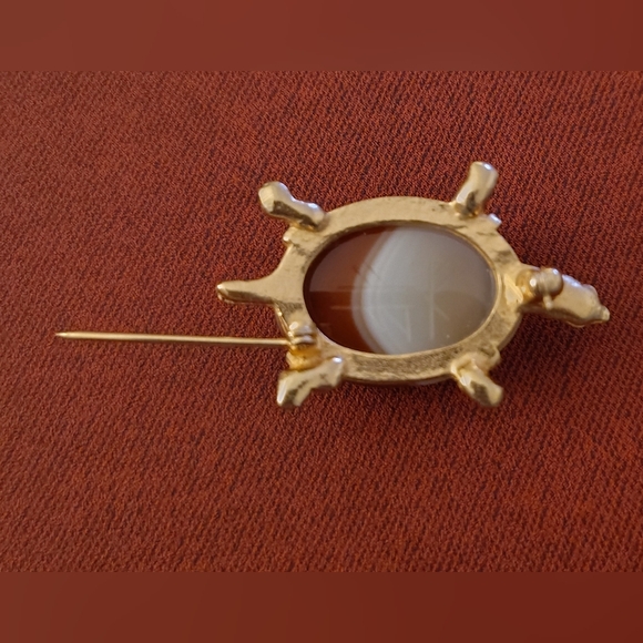 VINTAGE AGATE TURTLE BROOCH - Picture 8 of 8